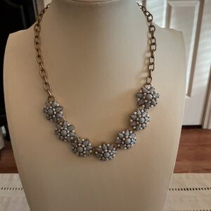 Light Blue Statement Gold Tone Necklace